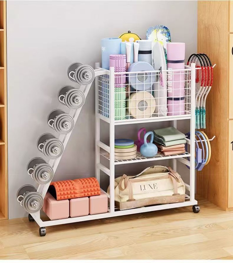 Sports Equipment Organizer Rack - Portable Wheeled Household Storage Rack Organizer