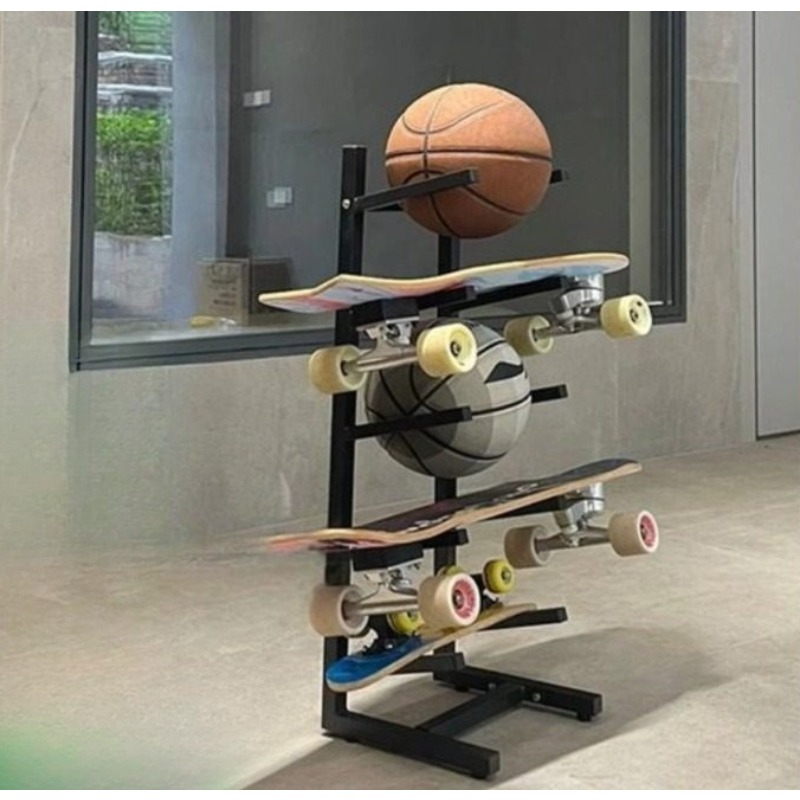 Sports Equipment Organizer Rack - Skateboard Equipment Rack Integrated Design For